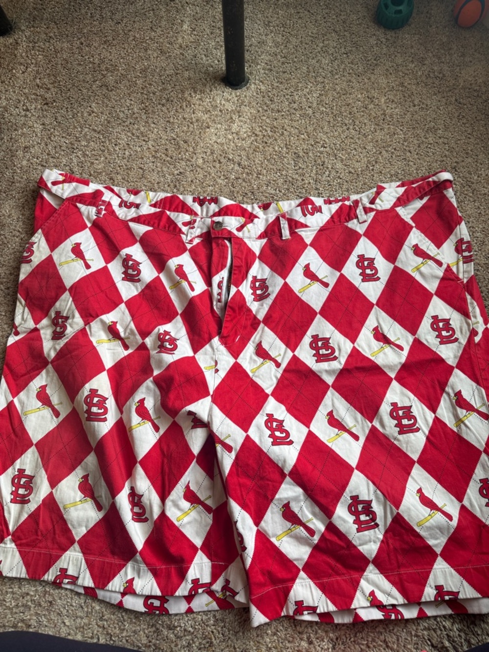 Loudmouth Red and White Diamond Print Fan Shorts